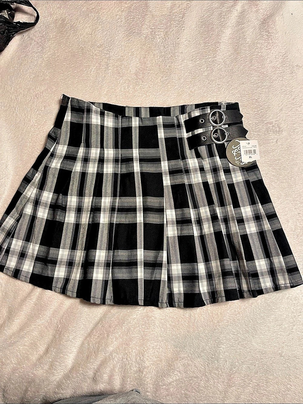 Jolie & Joy Plaid Mini Skirt in Black & White XL NWT